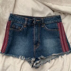 BDG Blue Jean Shorts with Red Details